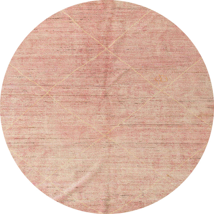 Round Machine Washable Abstract Pastel Orange Rug, wshabs5235
