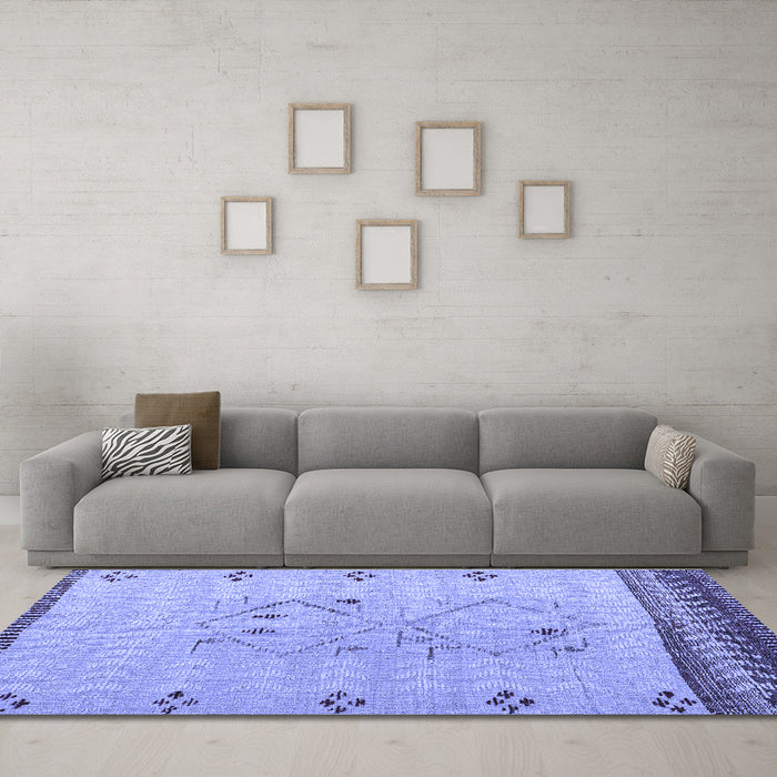 Machine Washable Solid Blue Modern Rug in a Living Room, wshabs5236blu