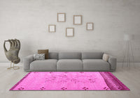 Machine Washable Solid Pink Modern Rug, wshabs5236pnk