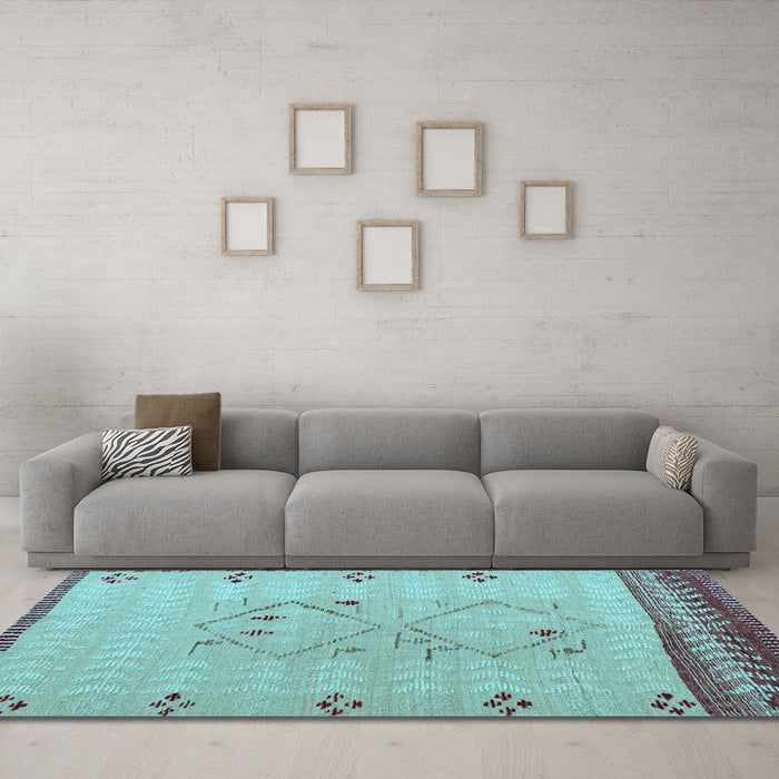 Machine Washable Solid Light Blue Modern Rug in a Living Room, wshabs5236lblu