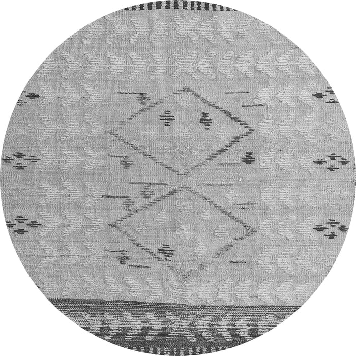 Round Machine Washable Solid Gray Modern Rug, wshabs5236gry