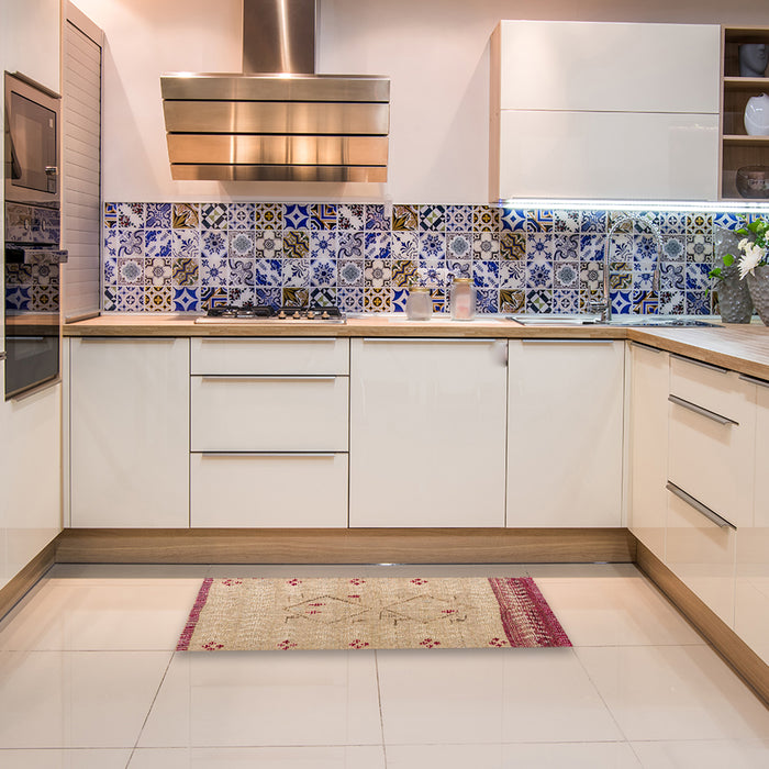 Machine Washable Abstract Yellow Rug in a Kitchen, wshabs5236