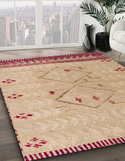 Abstract Yellow Solid Rug in Family Room, abs5236