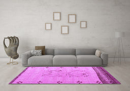Machine Washable Solid Purple Modern Area Rugs in a Living Room, wshabs5236pur