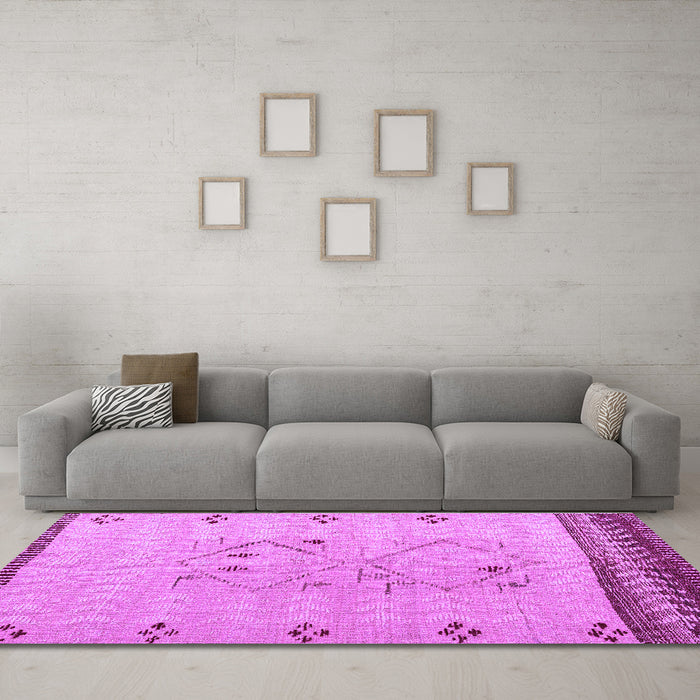 Machine Washable Solid Purple Modern Area Rugs in a Living Room, wshabs5236pur