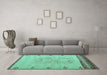 Machine Washable Solid Turquoise Modern Area Rugs in a Living Room,, wshabs5236turq