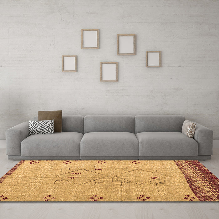 Machine Washable Solid Brown Modern Rug in a Living Room,, wshabs5236brn