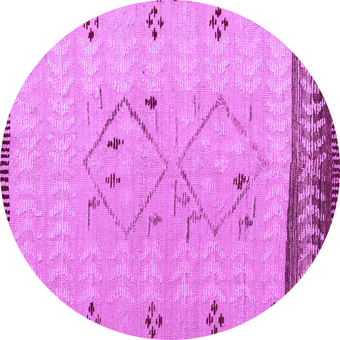 Round Machine Washable Solid Purple Modern Area Rugs, wshabs5236pur