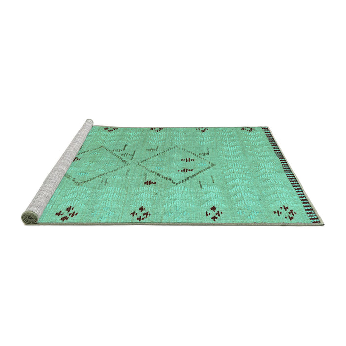 Sideview of Machine Washable Solid Turquoise Modern Area Rugs, wshabs5236turq