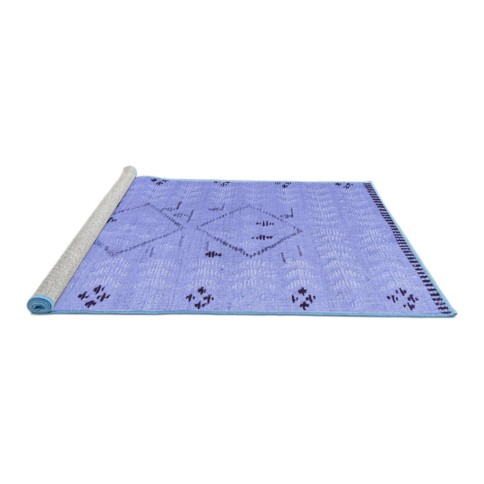 Sideview of Machine Washable Solid Blue Modern Rug, wshabs5236blu