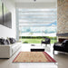 Square Abstract Yellow Solid Rug in a Living Room, abs5236