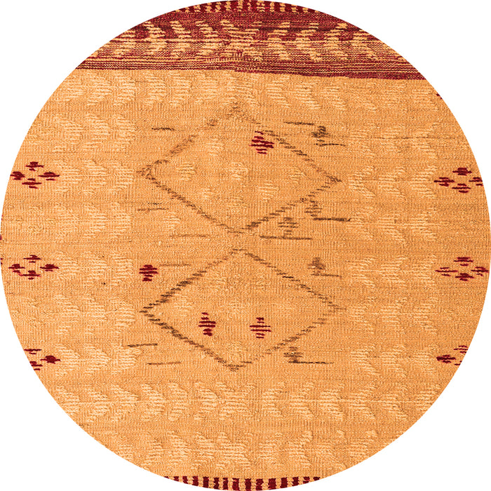 Round Machine Washable Solid Orange Modern Area Rugs, wshabs5236org
