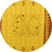 Round Solid Yellow Modern Rug, abs5236yw