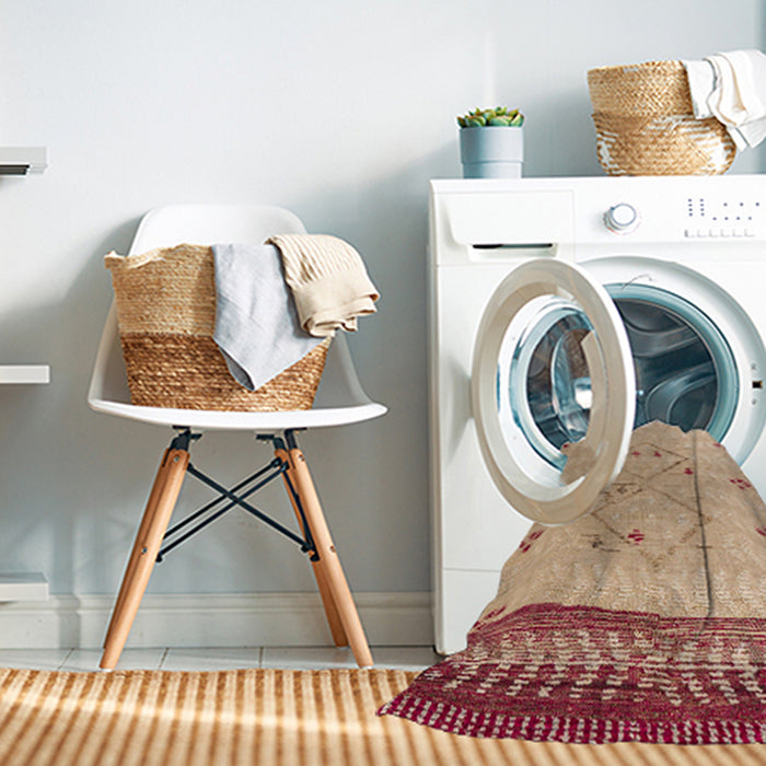 Machine Washable Abstract Yellow Rug in a Washing Machine, wshabs5236