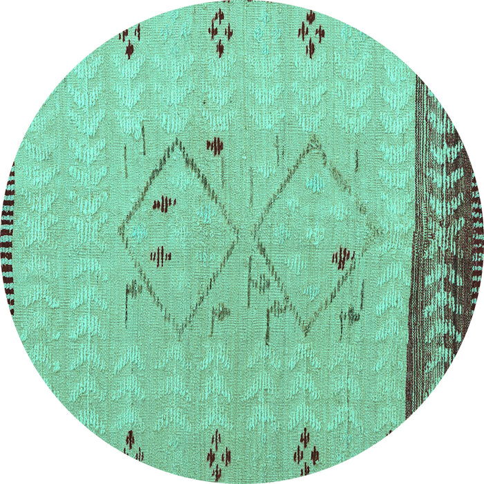 Round Solid Turquoise Modern Rug, abs5236turq