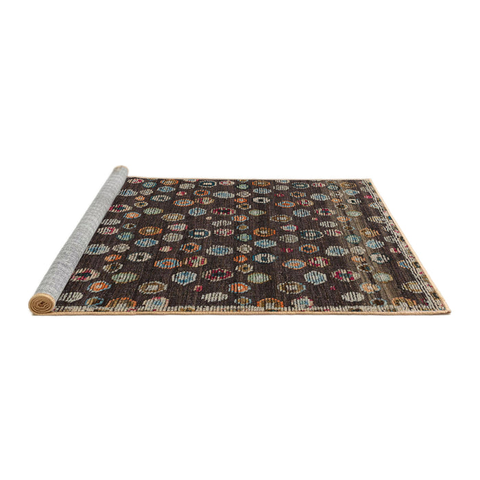 Sideview of Machine Washable Abstract Bakers Brown Rug, wshabs5237