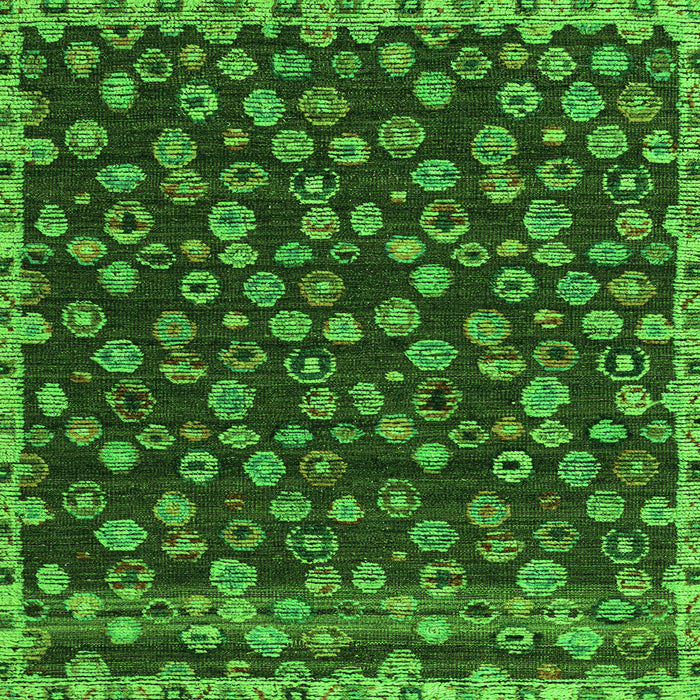 Square Machine Washable Abstract Green Modern Area Rugs, wshabs5237grn