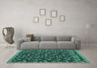 Machine Washable Abstract Turquoise Modern Area Rugs in a Living Room,, wshabs5237turq