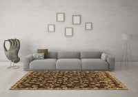 Machine Washable Abstract Brown Modern Rug, wshabs5237brn