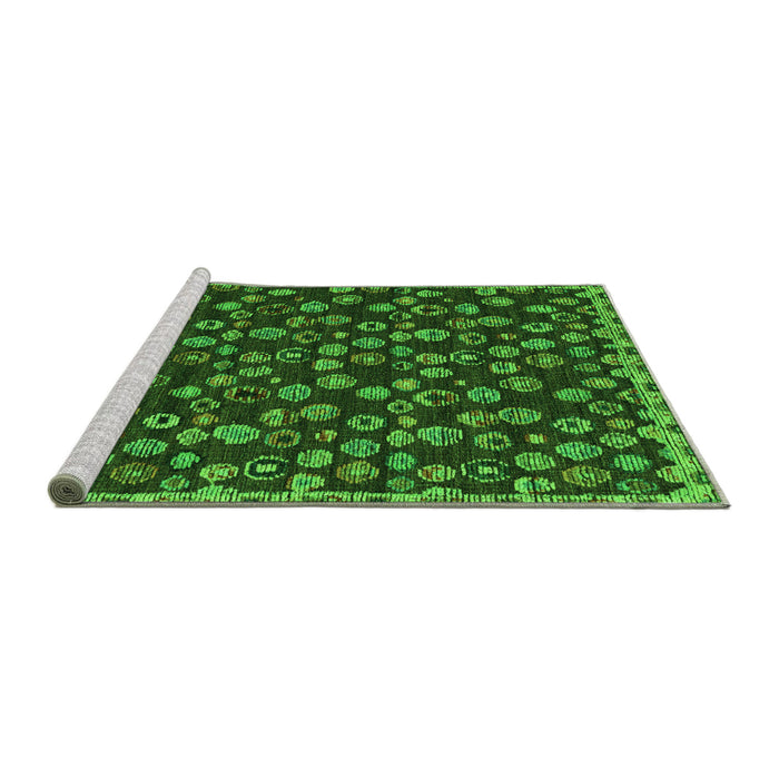 Sideview of Machine Washable Abstract Green Modern Area Rugs, wshabs5237grn