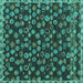 Square Abstract Turquoise Modern Rug, abs5237turq