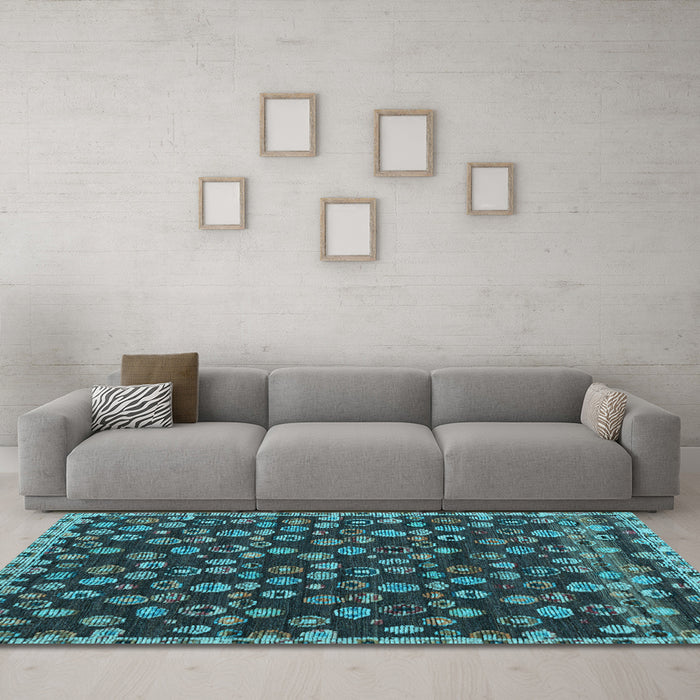 Machine Washable Abstract Light Blue Modern Rug in a Living Room, wshabs5237lblu