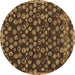 Round Machine Washable Abstract Brown Modern Rug, wshabs5237brn