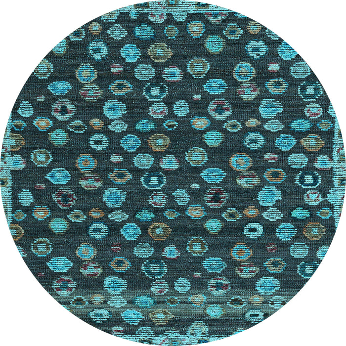 Round Machine Washable Abstract Light Blue Modern Rug, wshabs5237lblu