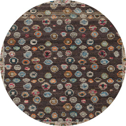 Round Machine Washable Abstract Bakers Brown Rug, wshabs5237
