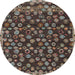 Round Machine Washable Abstract Bakers Brown Rug, wshabs5237