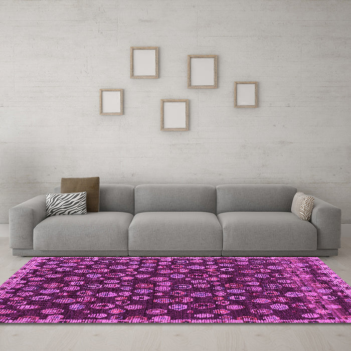 Machine Washable Abstract Pink Modern Rug in a Living Room, wshabs5237pnk