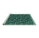 Sideview of Machine Washable Abstract Turquoise Modern Area Rugs, wshabs5237turq