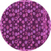 Round Machine Washable Abstract Pink Modern Rug, wshabs5237pnk