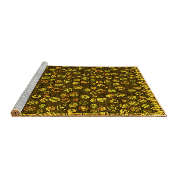 Sideview of Machine Washable Abstract Yellow Modern Rug, wshabs5237yw
