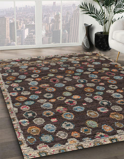 Machine Washable Abstract Bakers Brown Rug in a Family Room, wshabs5237