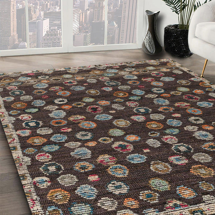 Machine Washable Abstract Bakers Brown Rug in a Family Room, wshabs5237