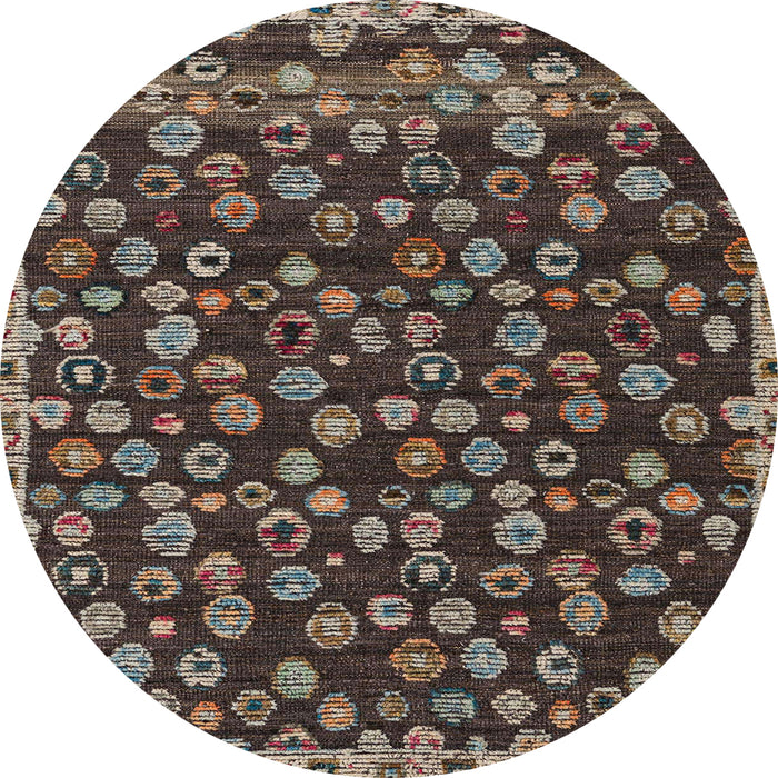 Round Abstract Bakers Brown Modern Rug, abs5237