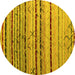 Round Machine Washable Abstract Yellow Modern Rug, wshabs5238yw