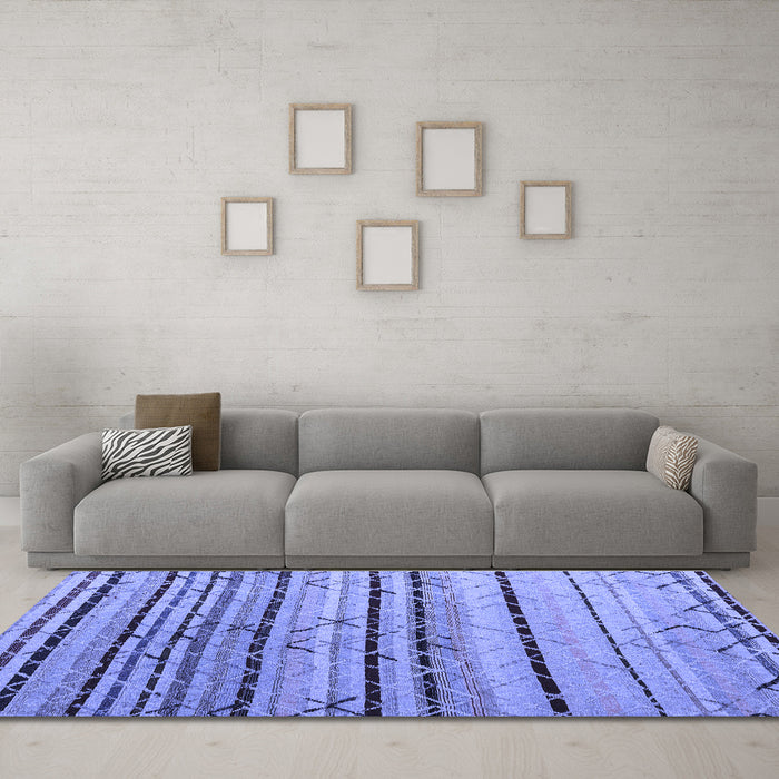 Machine Washable Abstract Blue Modern Rug in a Living Room, wshabs5238blu