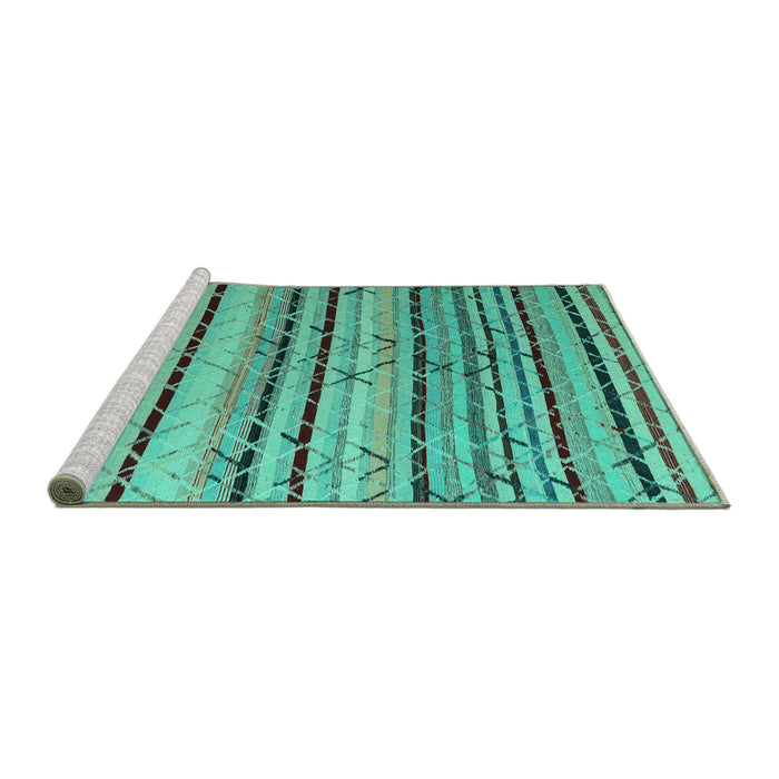 Sideview of Machine Washable Abstract Turquoise Modern Area Rugs, wshabs5238turq