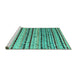 Sideview of Machine Washable Abstract Turquoise Modern Area Rugs, wshabs5238turq