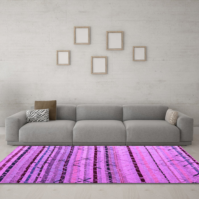 Machine Washable Abstract Purple Modern Area Rugs in a Living Room, wshabs5238pur