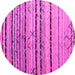 Round Machine Washable Abstract Pink Modern Rug, wshabs5238pnk