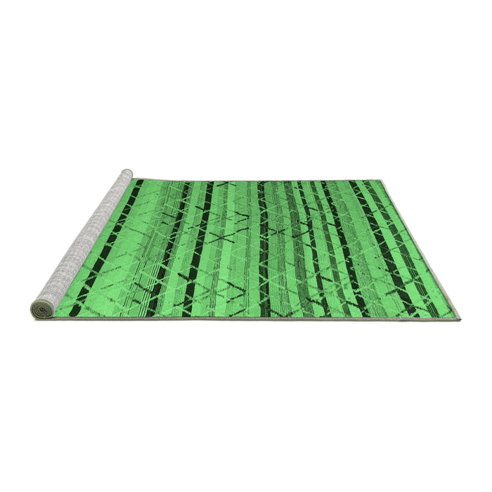 Sideview of Machine Washable Abstract Emerald Green Modern Area Rugs, wshabs5238emgrn