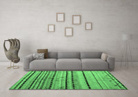 Machine Washable Abstract Emerald Green Modern Rug, wshabs5238emgrn