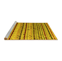 Sideview of Machine Washable Abstract Yellow Modern Rug, wshabs5238yw
