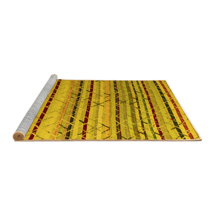 Sideview of Machine Washable Abstract Yellow Modern Rug, wshabs5238yw