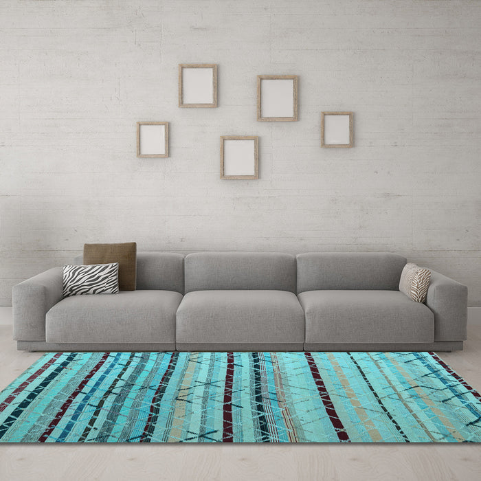 Machine Washable Abstract Light Blue Modern Rug in a Living Room, wshabs5238lblu