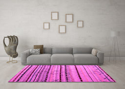 Machine Washable Abstract Pink Modern Rug in a Living Room, wshabs5238pnk
