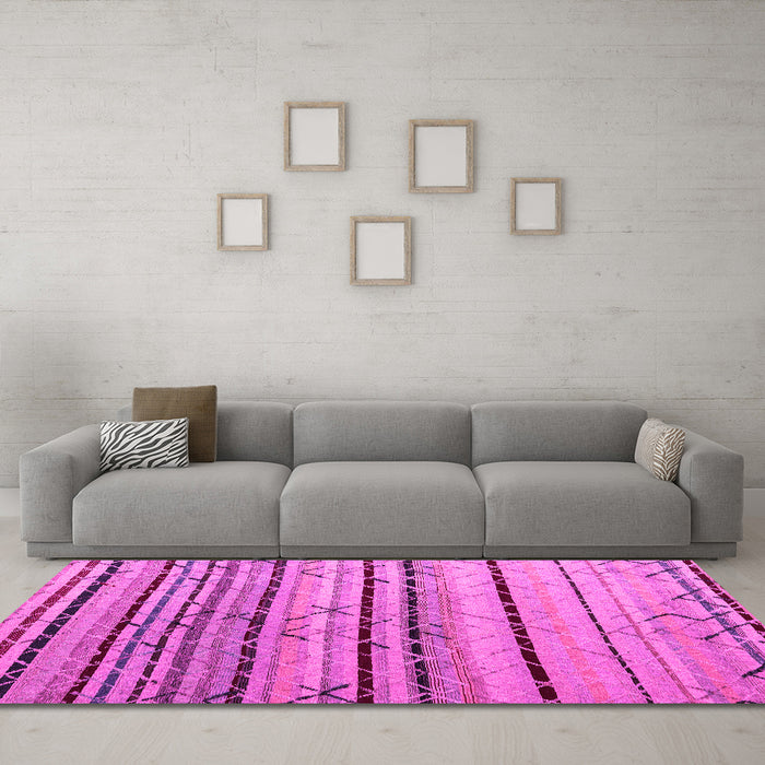 Machine Washable Abstract Pink Modern Rug in a Living Room, wshabs5238pnk